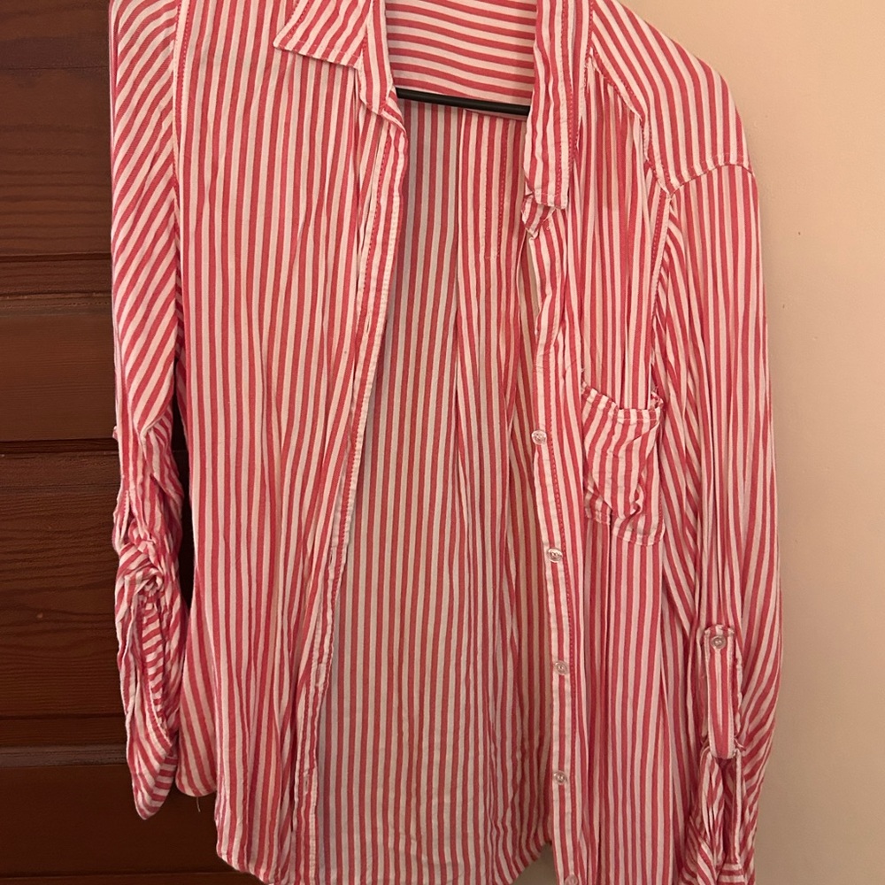 Velvet Heart Pink and White Striped Shirt